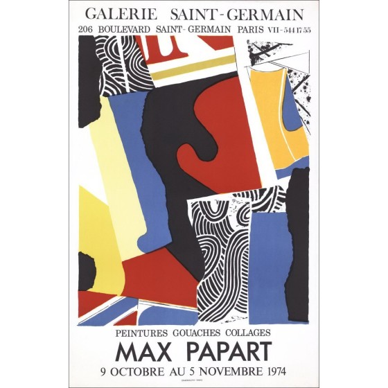 MAX PAPART - LITHOGRAFIE "Tentoonstelling St Germain Gallery, Parijs" 78x50cm - 1974