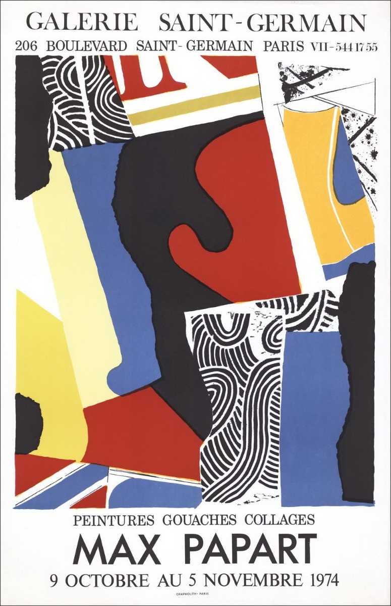 Max Papart - Litografía "Exposición St Germain Gallery, Paris" 78x50cm - 1974
