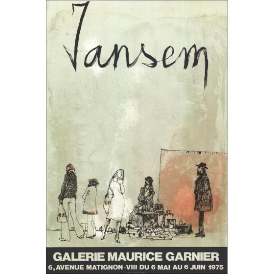 Jean Jansem - Litografia "Esibizione, Galleria Mauritius Garnier, Parigi" 77x51cm - 1975 - Poster originale 