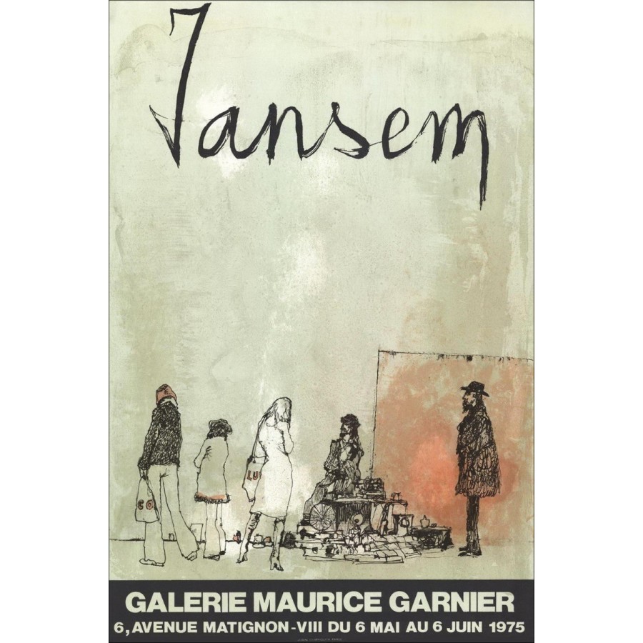 Jean Jansem - Litografía "Exposición, Galería Mauricio Garnier, París" 77x51cm - 1975 - Cartel original 