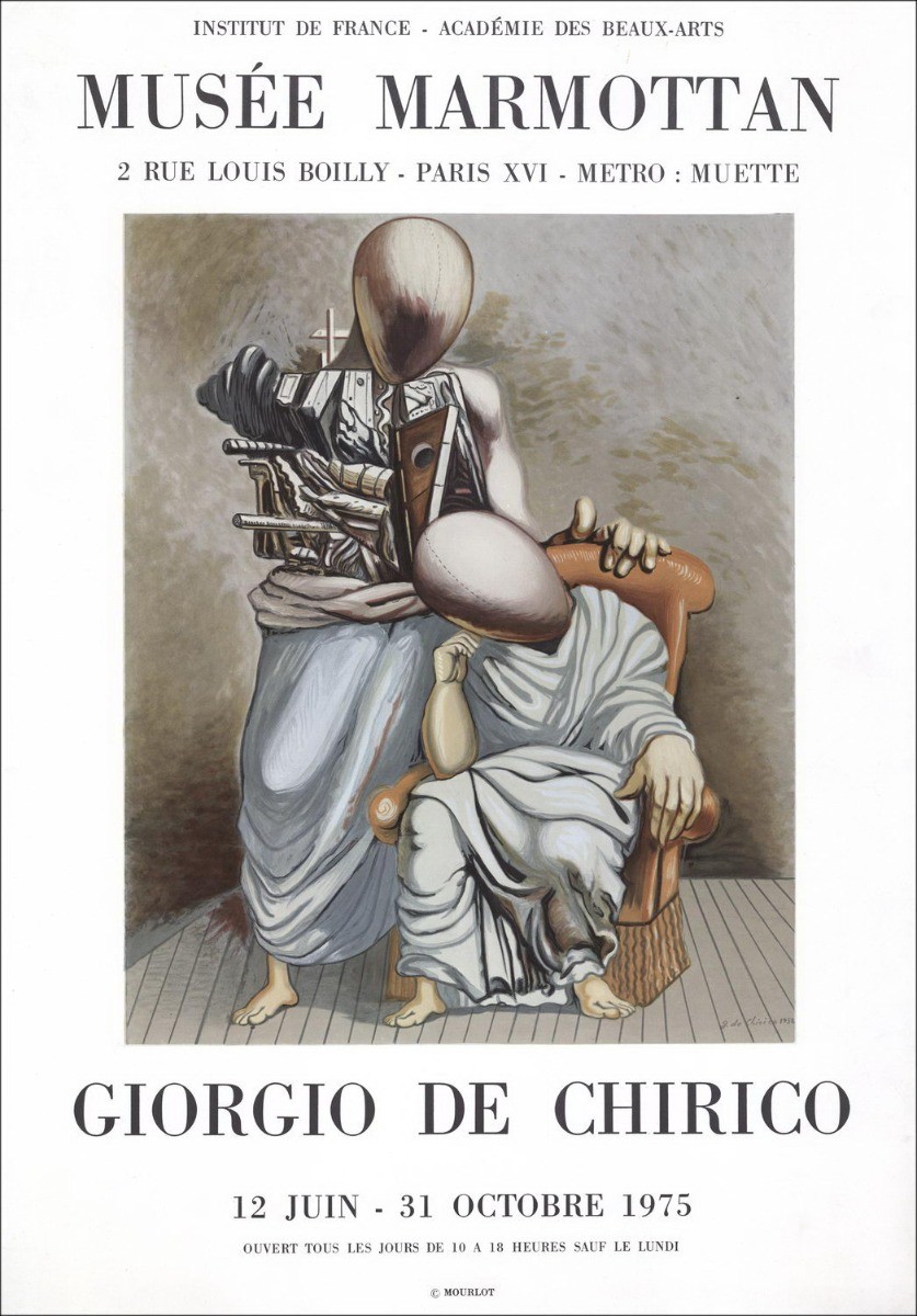 Giorgio DE CHIRICO - Lithographie "Exposition Musée Marmottan, Paris" 72x50cm - 1975