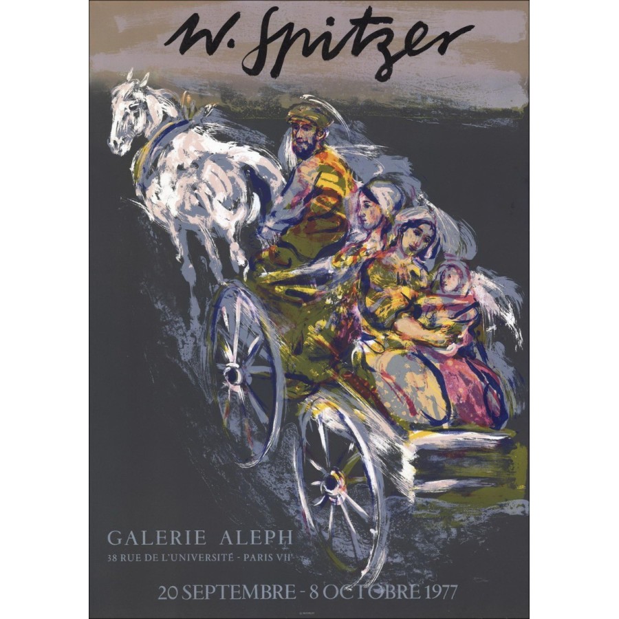 Walter SPITZER - Lithographie "Exposition Galerie Aleph, Paris" 73x52cm - 1977 - Affiche Originale