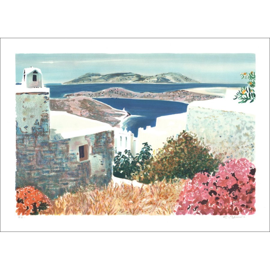 BLOUIN Georges - Lithographie Originale "Grèce, ios" signée et numérotée au crayon
