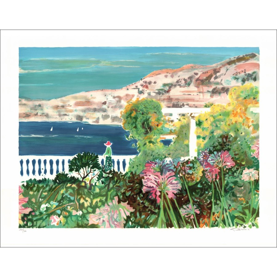 BLOUIN Georges - Original-Lithographie "Garten auf dem Meer" signiert und nummeriert in Bleistift