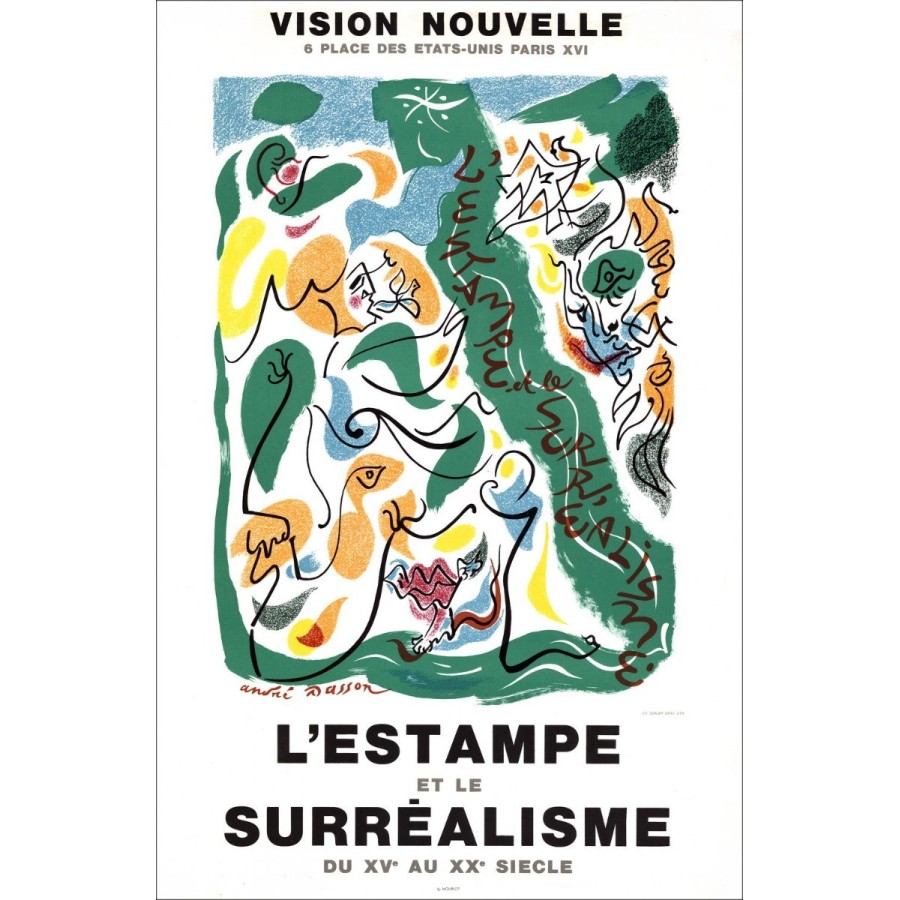 André MASSON - Lithograph "Exhibition Galerie vision nouvelle, Paris" 77x51cm - 1973