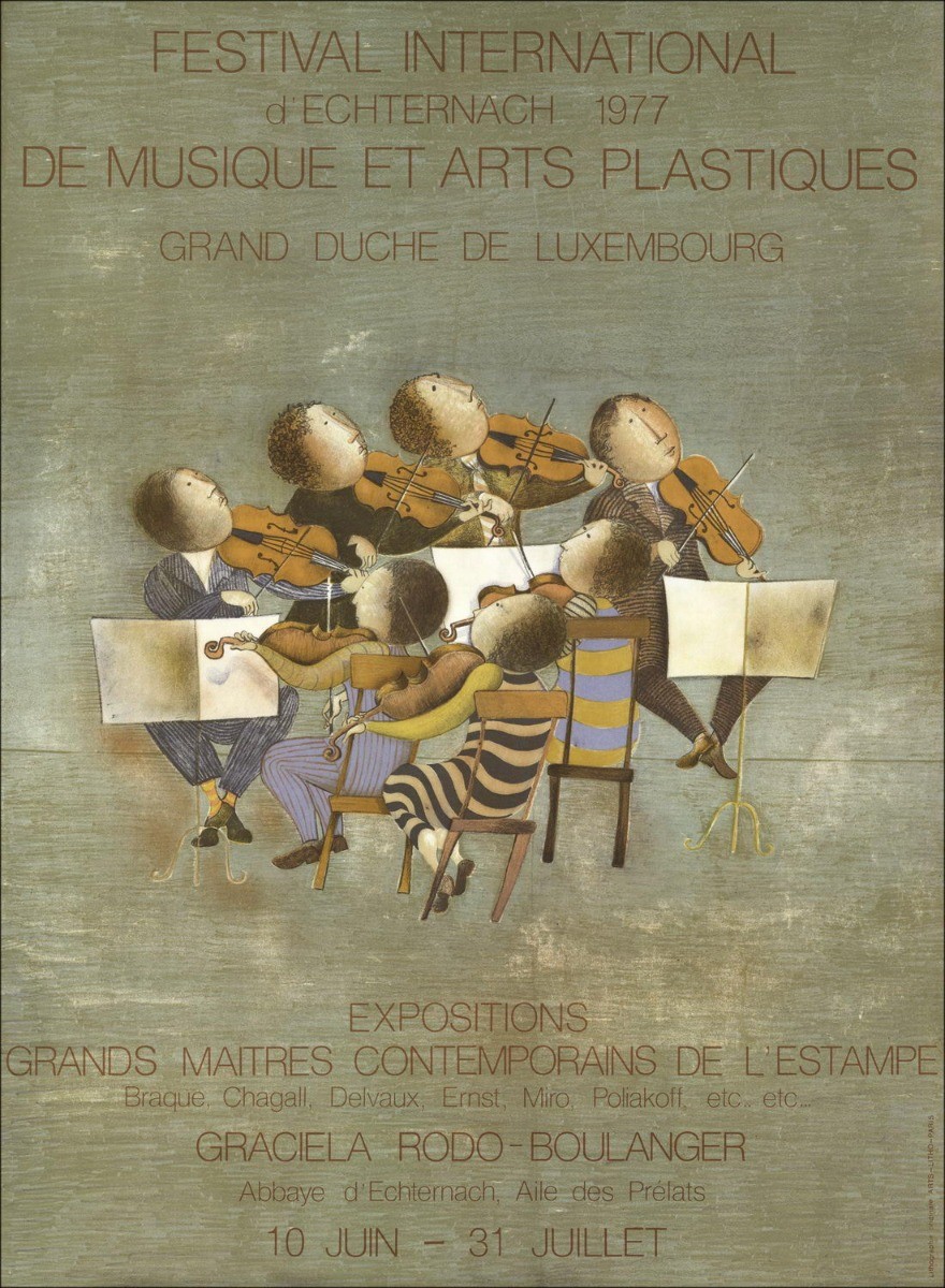 Graciela Rodo Boulanger - Lithohof "Tentoonstelling Abbey van Echternach, Luxemburg" 77x55cm - 1977