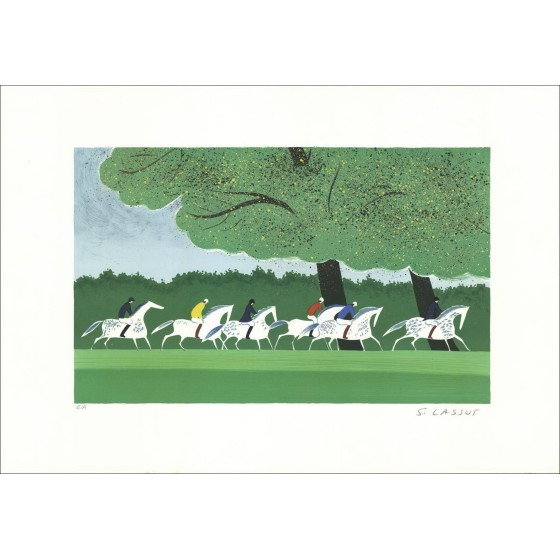 Serge LASSUS - Lithographie Originale "Chevaux du printemps" 38x55cm