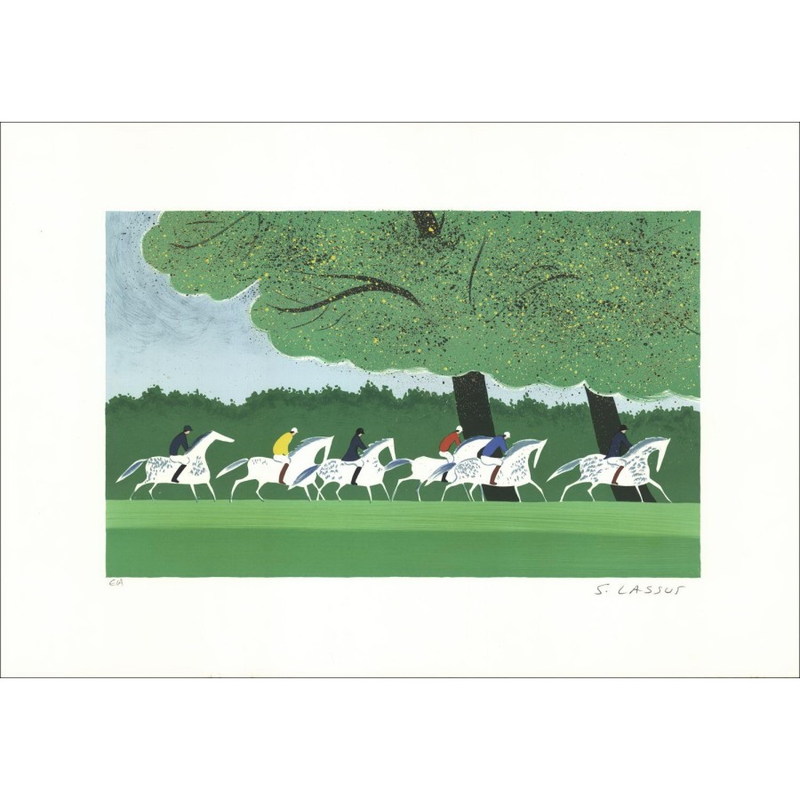 Serge LASSUS - Lithographie Originale "Chevaux du printemps" 38x55cm