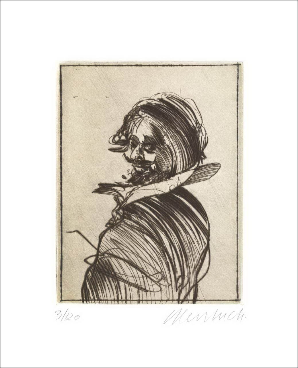 Buy Original Engraving Portrait in the Shadow Claude WEISBUCH