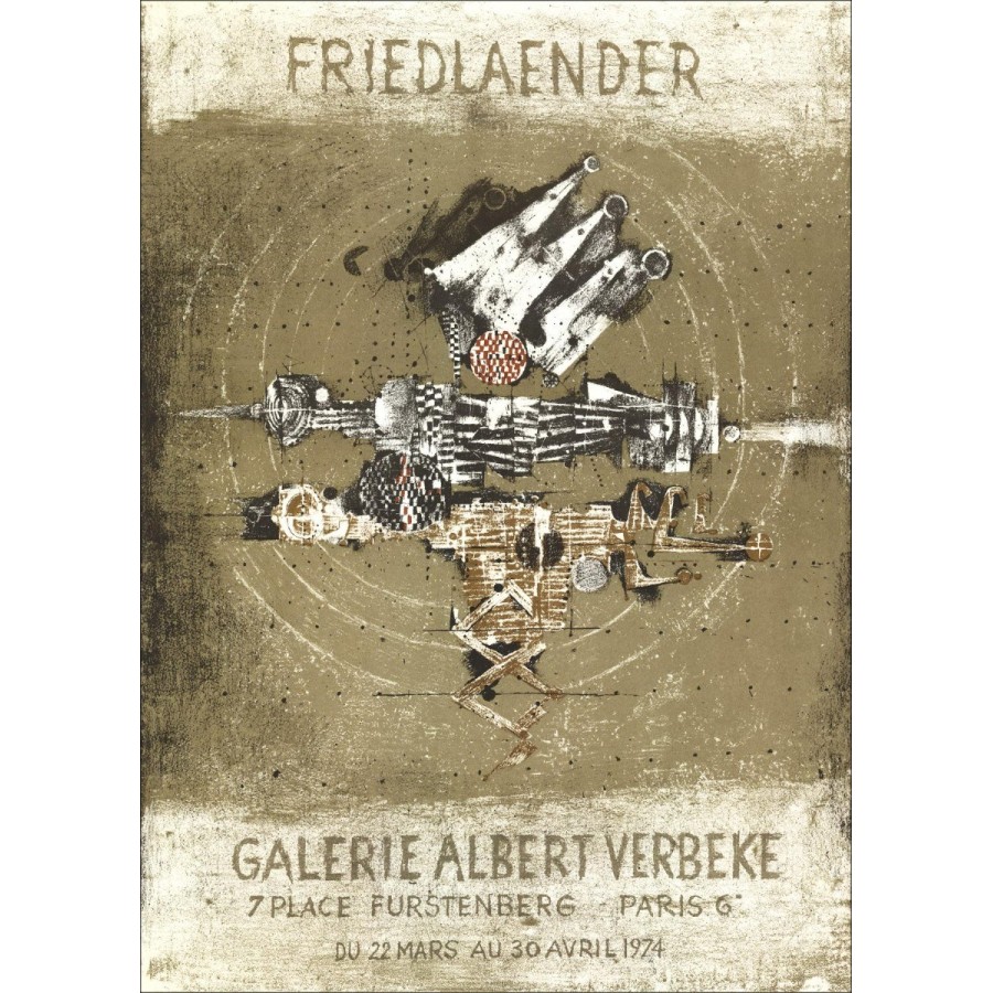 Johnny Friedlaender - Litografia "Esposizione Albert Verbeke Gallery, Parigi" 75x54cm - 1974