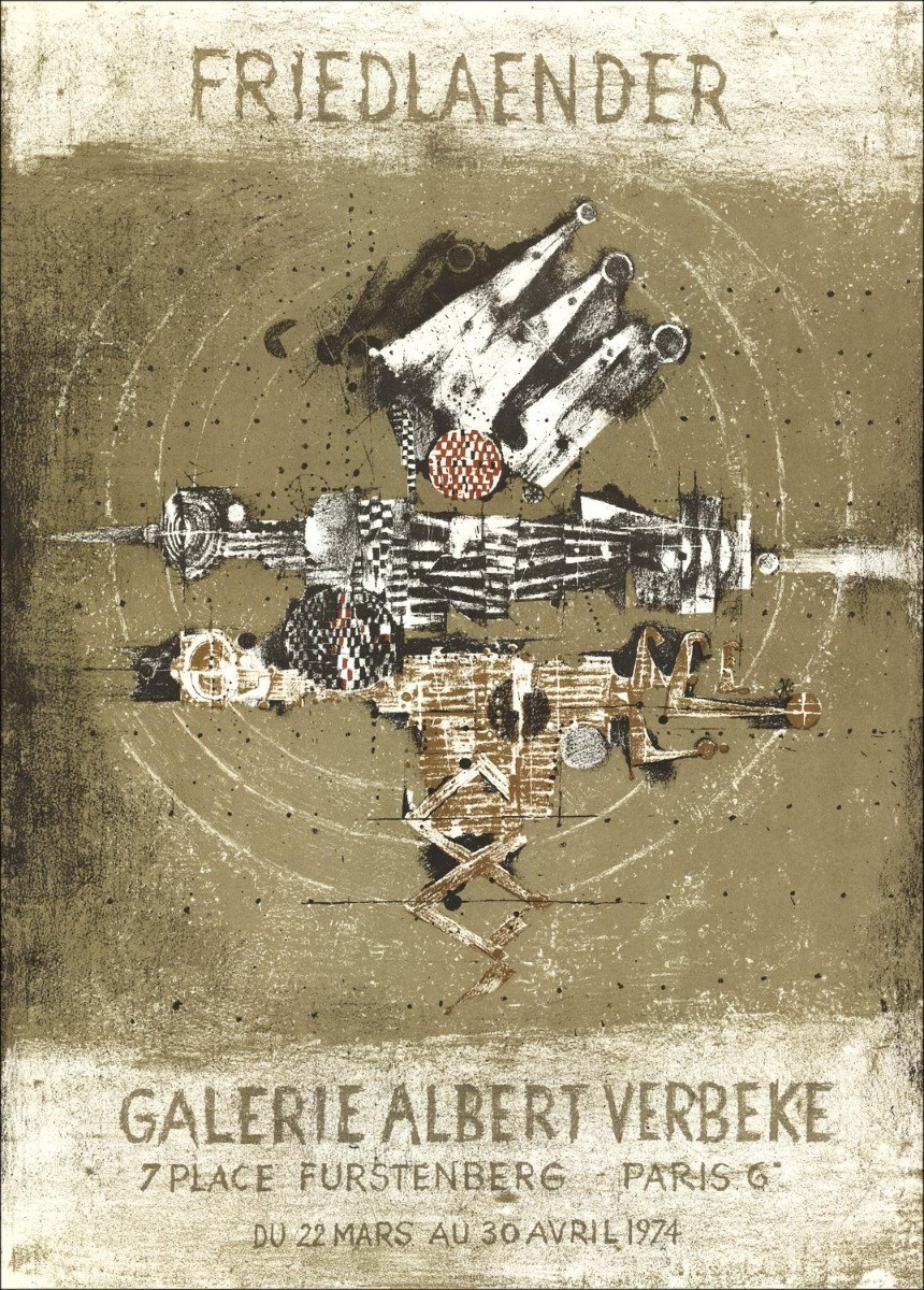 Johnny FRIEDLAENDER - Lithographie "Exposition Galerie Albert Verbeke, Paris" 75x54cm - 1974