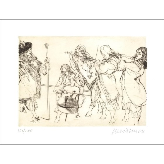 Claude Weisbuch - Grabado original "Opera, Monsieur de Portagnac" 28x38cm, firmado en lápiz y numerado