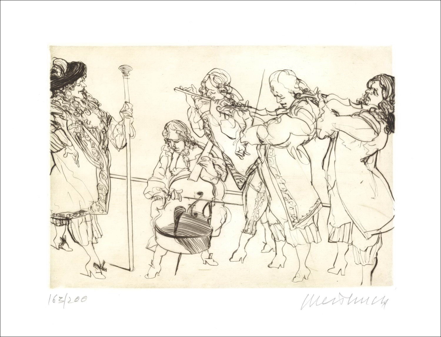 Claude WEISBUCH - Gravure Originale "Opéra, Monsieur de Pourceaugnac" 28x38cm, signée au crayon et numérotée