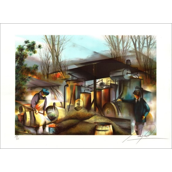 Acquista la litografia originale di Raymond POULET "Il metallurgo".