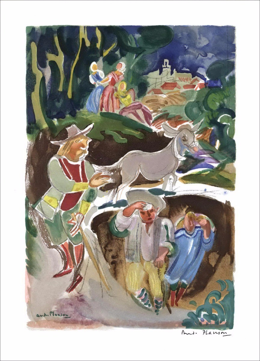 André PLYSON - Original-Lithographie "The Meunier, Sohn und Esel" 38x28cm - 1961