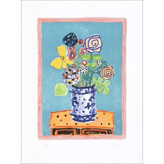 Paul Aïzpiri - Original-Lithographie "Der Blumenstrauß" 76x55cm