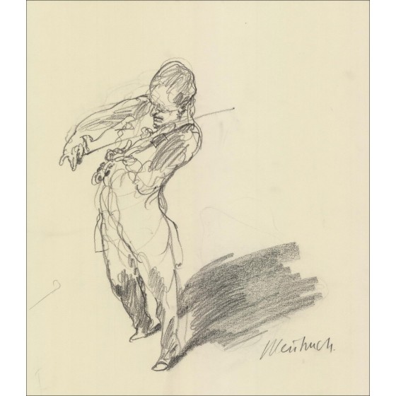 "El violinista" - Claude Weisbuch, firmado