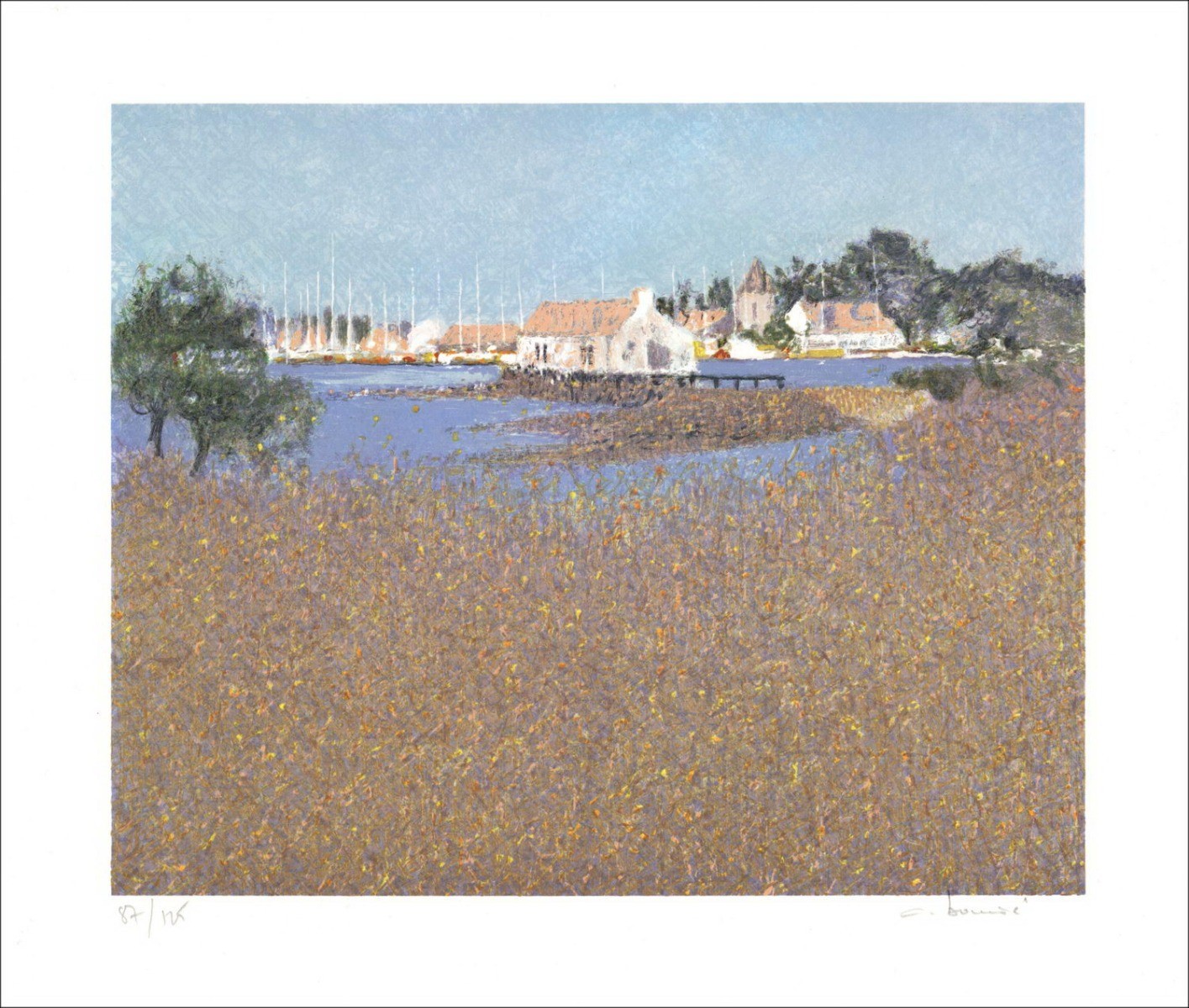 André BOURRIÉ - Lithographie Originale "L'arrivée port de Noirmoutier"