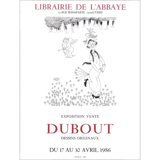 Albert Dubout - Lithographie "Ausstellung, Buchhandlung der Abtei, Paris" 55x43cm - 1986