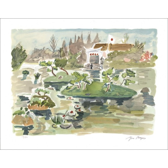 Yves Brayer Litografia originale Il Giardino Giapponese 01