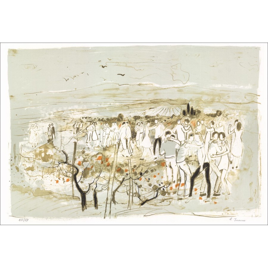Michel Joyenne - Originele Litho "Het Feest van de oogst" 38x56cm