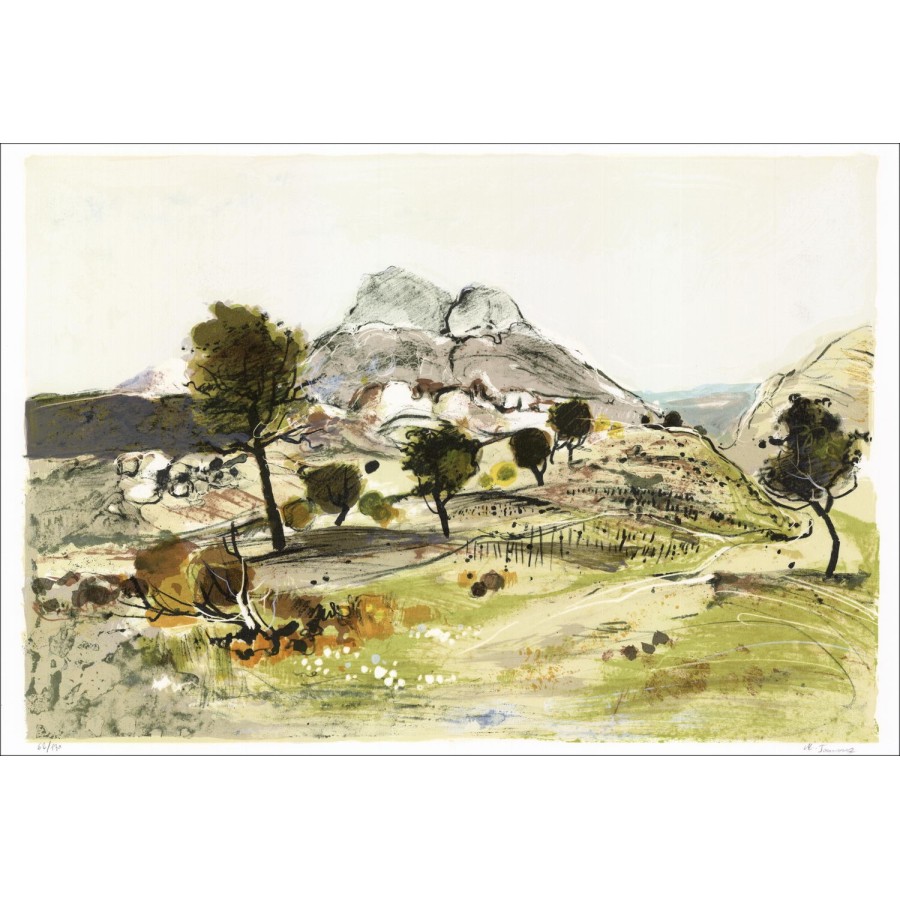 Michel Joyenne - Litografia originale "Paesaggio di Alpilles" 38x56cm