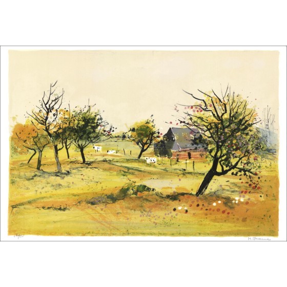 Michel Joyenne - Litografia originale "Il Verger Norman" 38x56cm