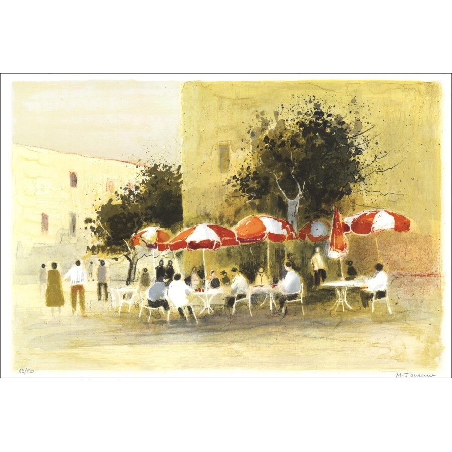 Michel Joyenne - Litografia originale "I parasole" 38x56cm