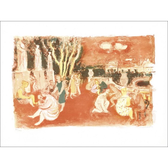 Maurice Savin - Original-Lithographie "Luxemburger Gärten" 50x65cm