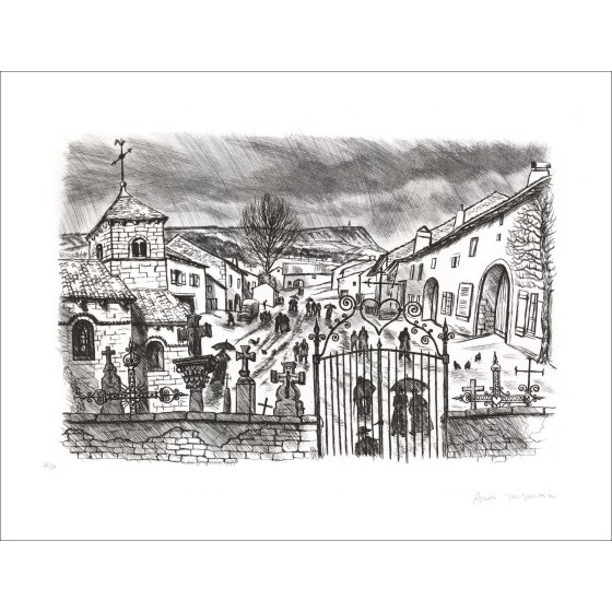 Koop originele etsende André Jacquemin Landschap van Lotharingen 01 van 1979
