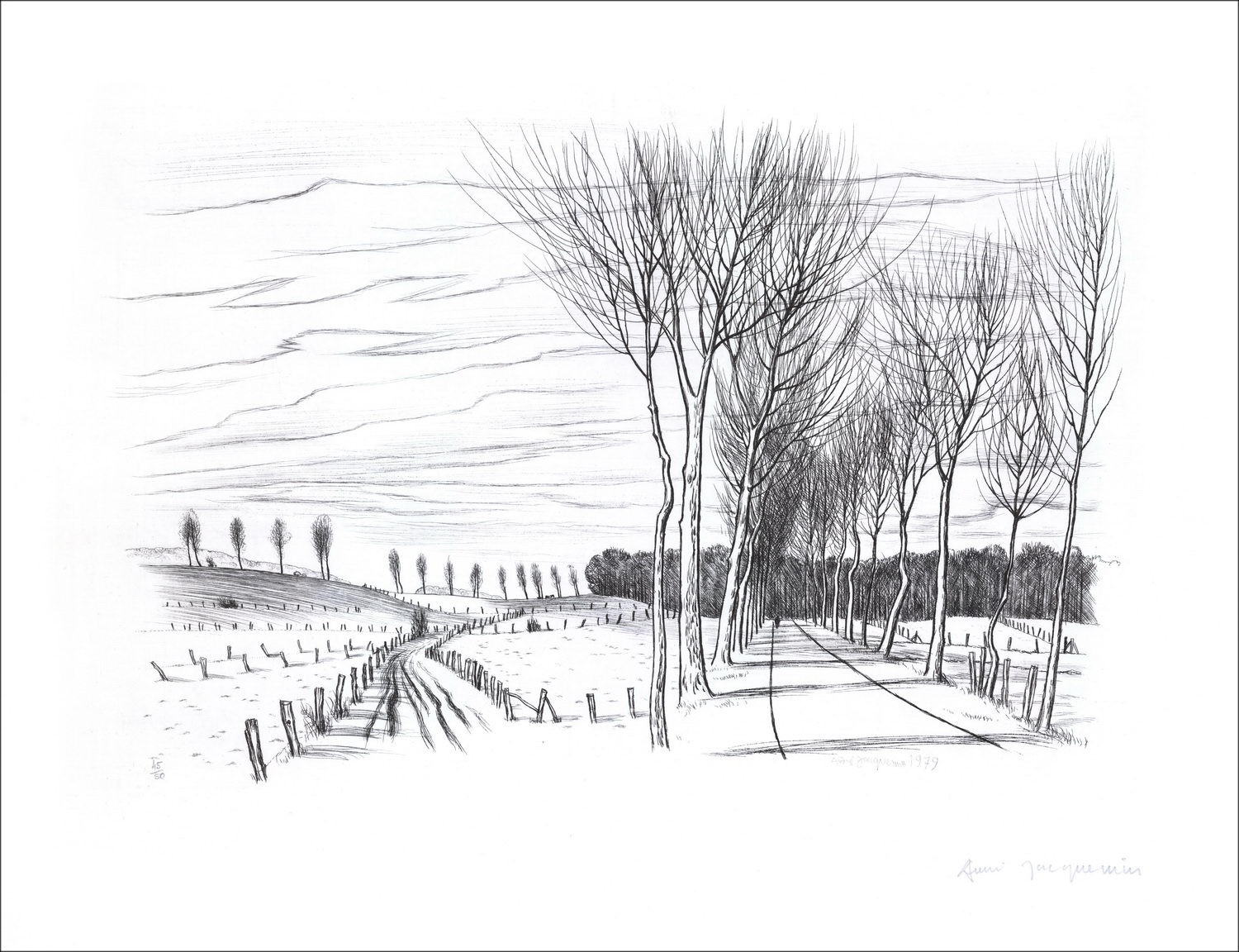 Koop het originele etslandschap van Lotharine 02 van André Jacquemin uit 1979
