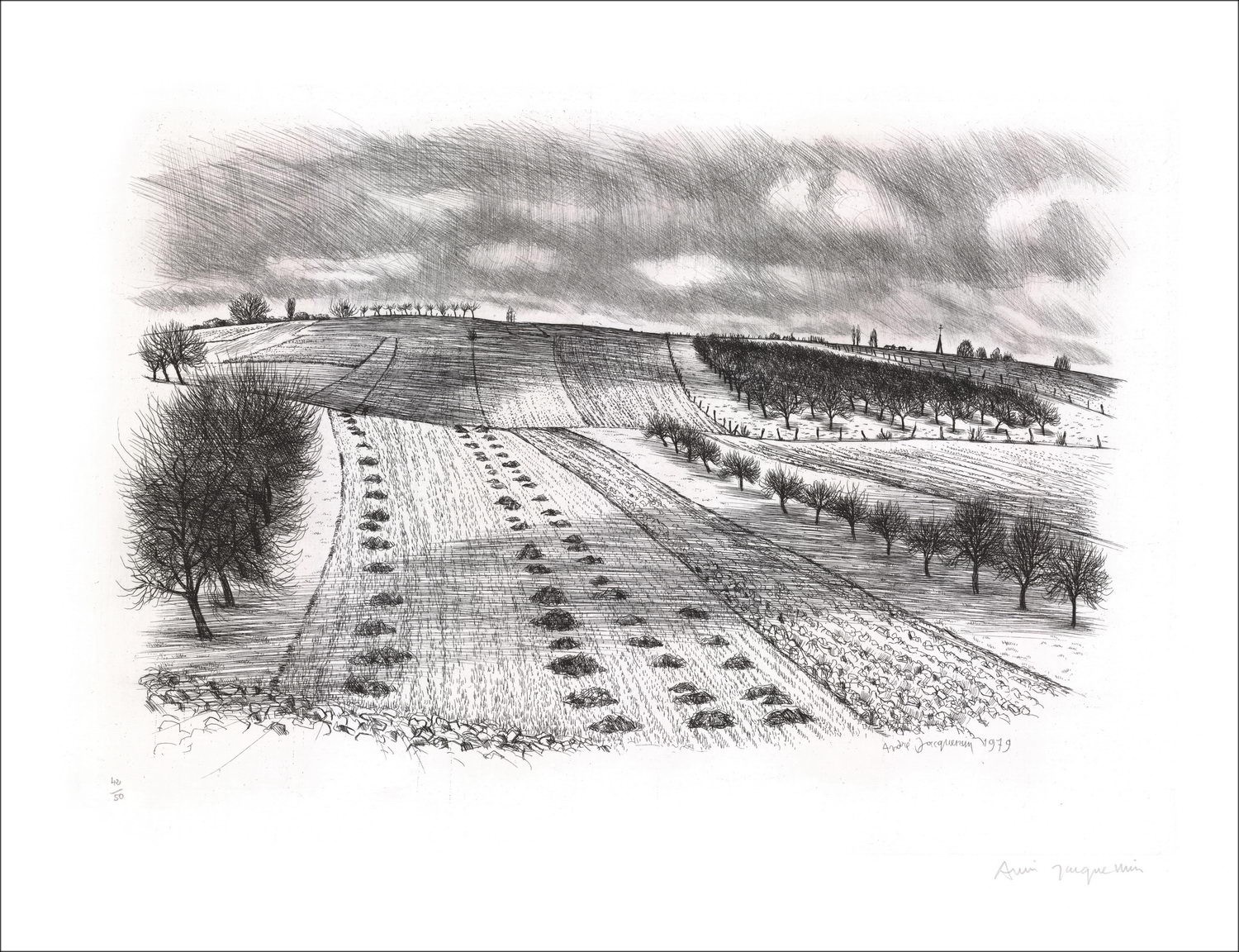 Acquista il paesaggio di incisione originale di Lorraine 03 André Jacquemin 1979
