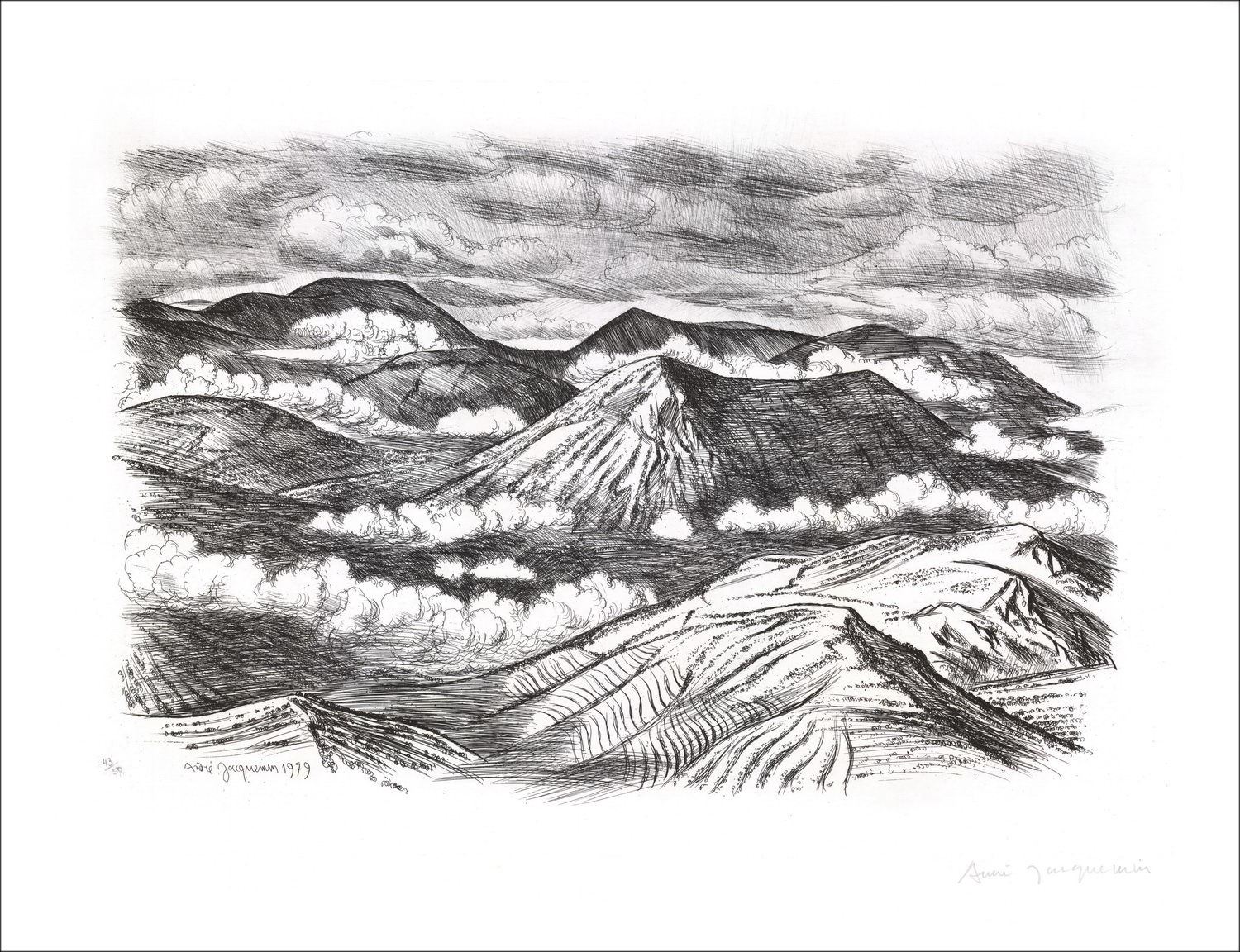 Acquista Lorraine Landscape 04 Incisione originale André Jacquemin 1979