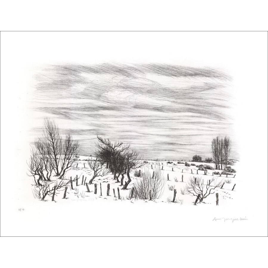Achat Gravure Originale André JACQUEMIN Paysage de Lorraine 06 1979