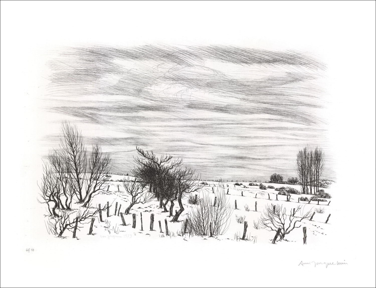 Acquista Atching originale André Jacquemin Landscape of Lorraine 06 1979