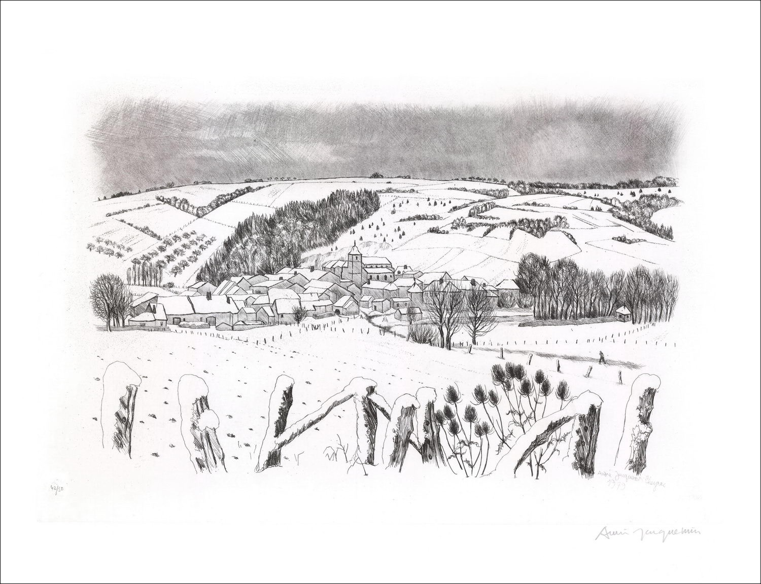 Acquista Lorraine Landscape 07 André Jacquemin Incisione originale 1979