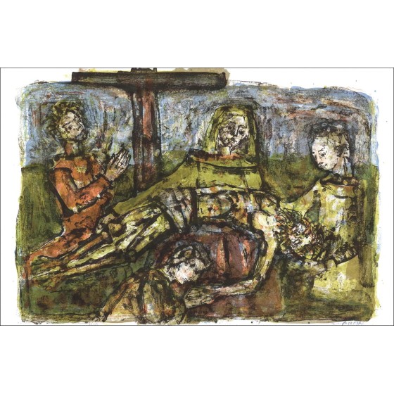 Paul Aïzpiri - Originele litho "Jezus, de dwarsafdaling" 36x55cm