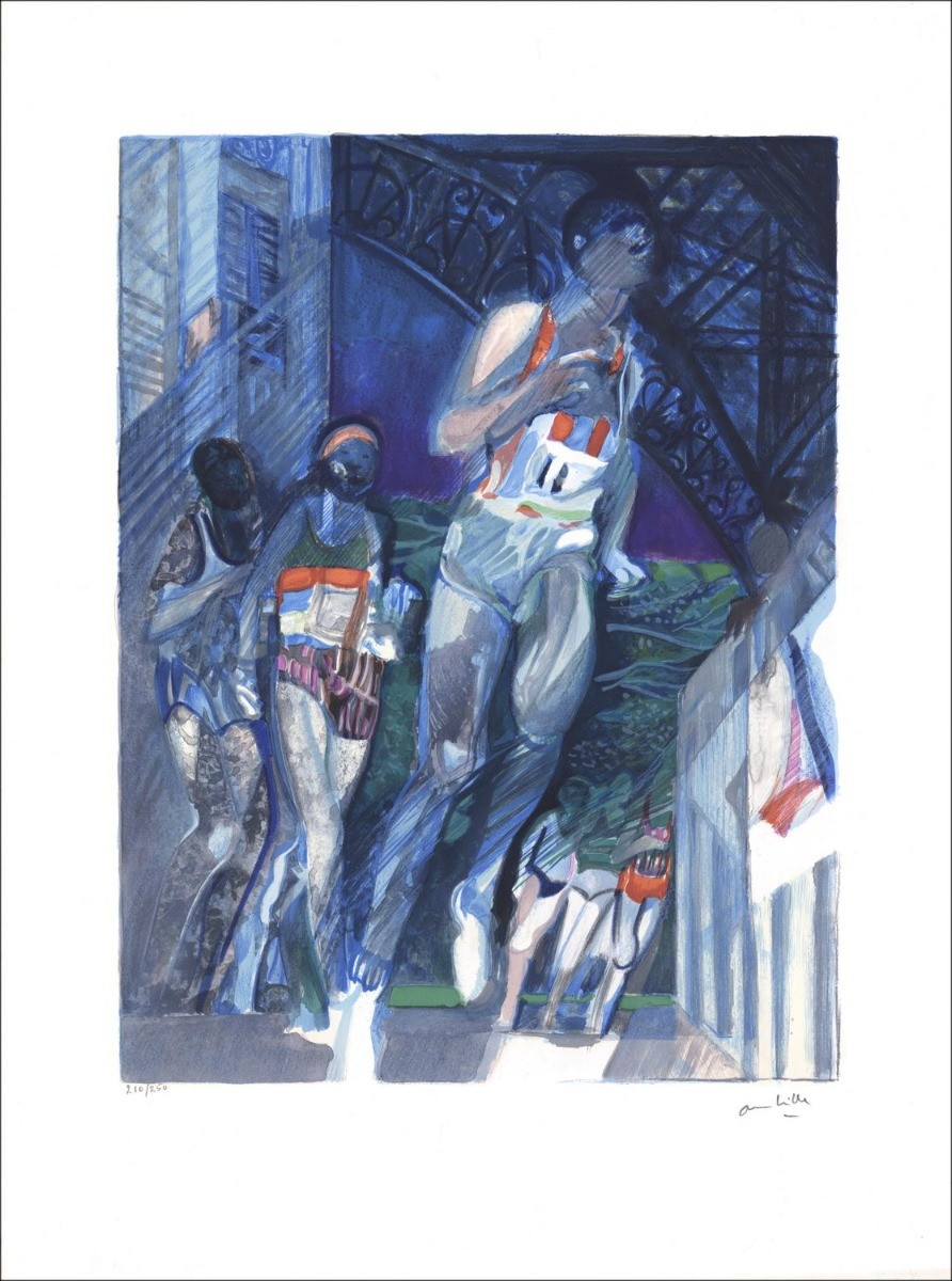 Original Lithographie kaufen AMBILLE Paul Der Paris Marathon