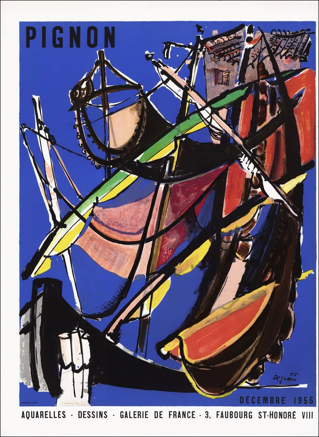 Édouard PIGNON - Lith " "Expositie Galerie van Frankrijk, Parijs" 73x53cm - Affiche Originale - 1955
