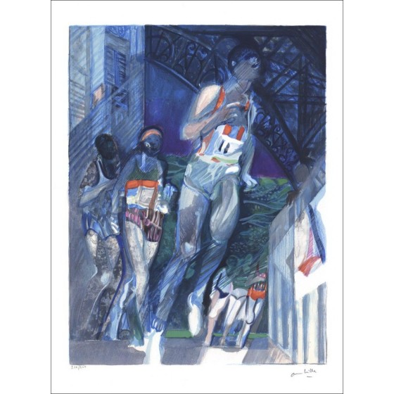 Acquistare Litografia originale AMBILLE Paul La Maratona di Parigi