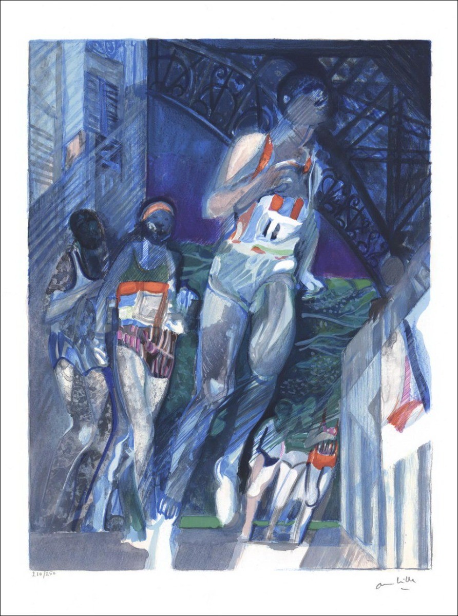 Acquistare Litografia originale AMBILLE Paul La Maratona di Parigi