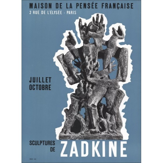 Ossip Zadkin - Lithographie "Ausstellungshaus des französischen Denkens, Paris" 64x47cm - 1965