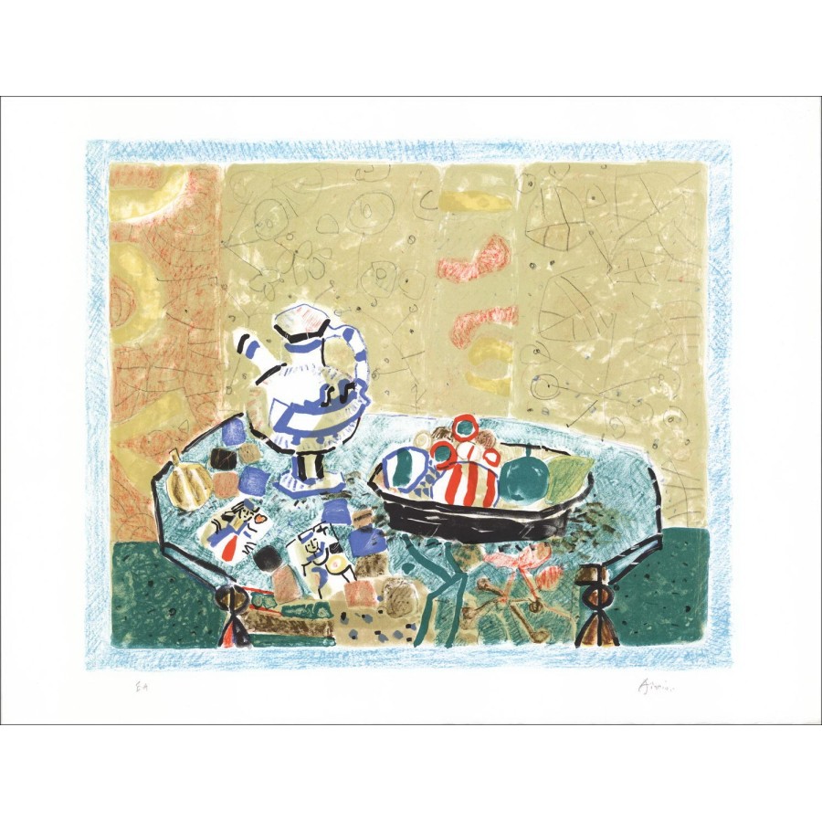Paul Aïzpiri - Litografía original "Bodegón" 50x65cm
