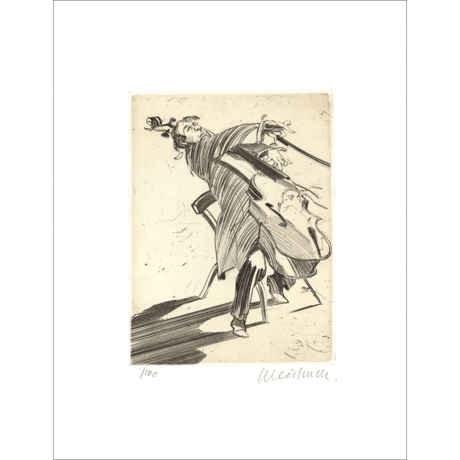 Acquista Il Violoncellista di Claude WEISBUCH Incisione originale
