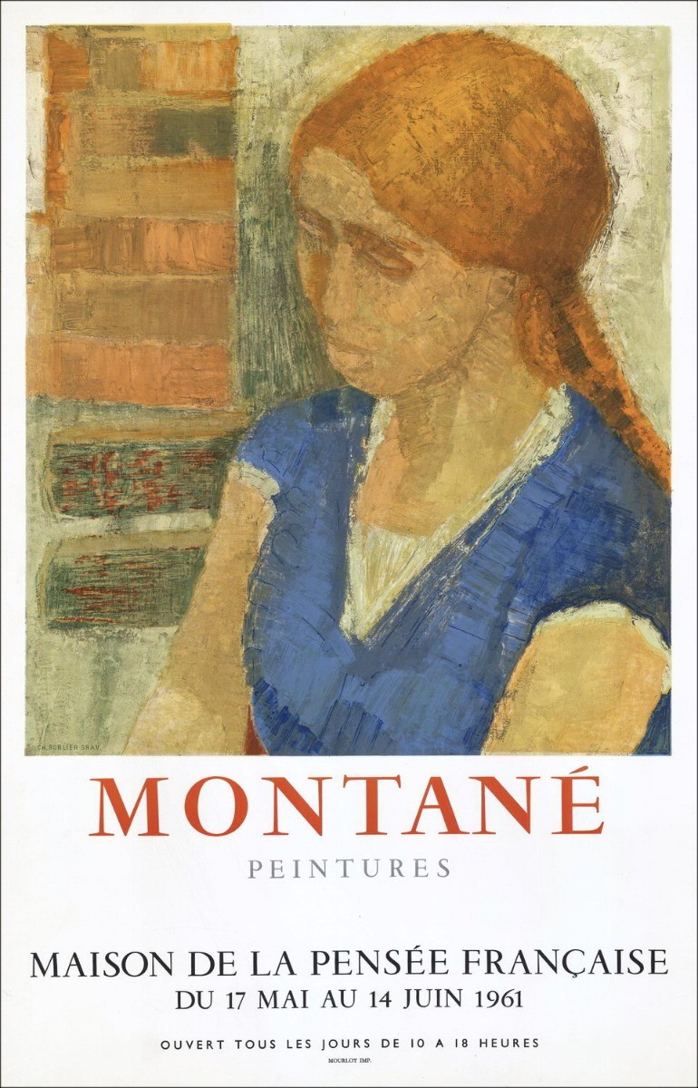 Roger Montánea - Litografía "Exposición Casa de Pensamiento Francés, París" 75x48cm - 1961