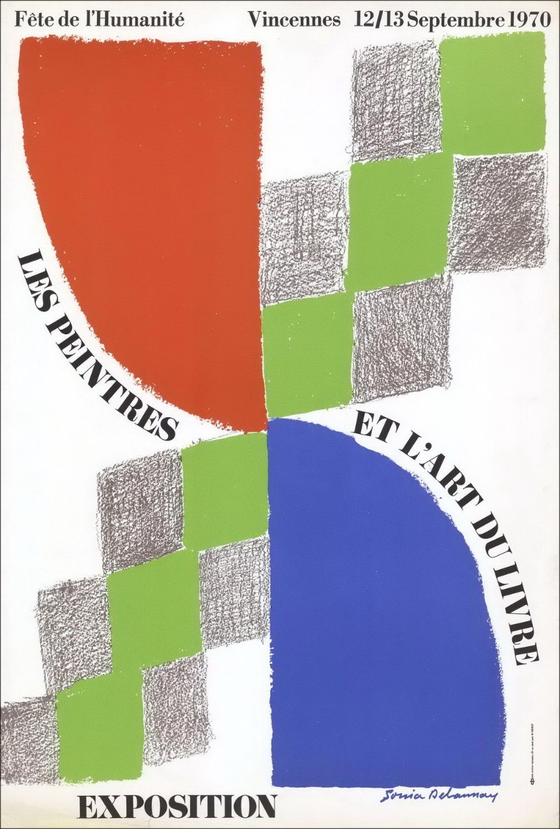 Sonia Delaunay - Lithografisch Poster "Exhibition Festival of Humanity, Parijs" 75x51cm - 1970