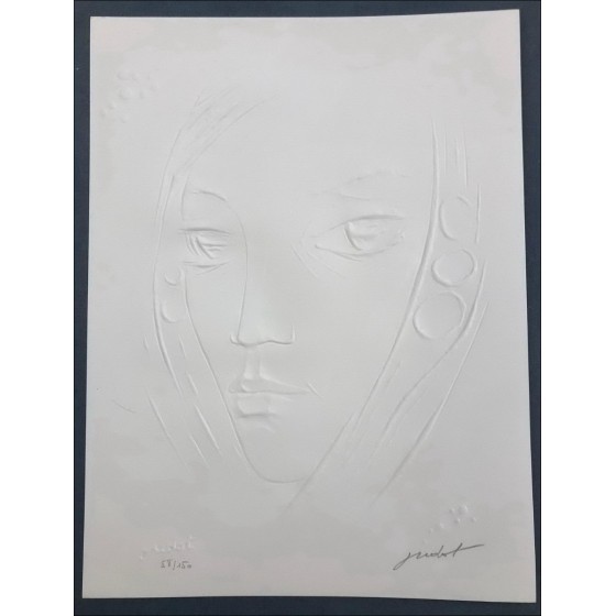 Roland Oudot - Impronta originale "Ritratto di donna" 40x30cm - 1988