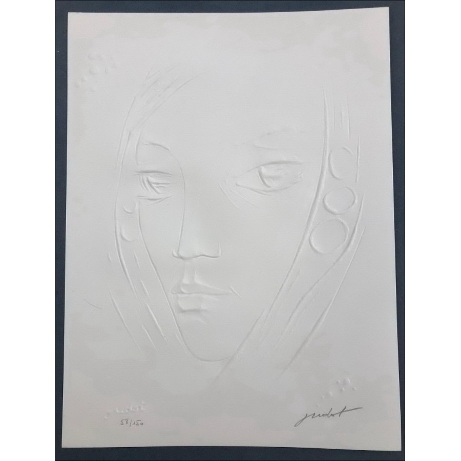 Roland Oudot - Originele voetafdruk "Portret van de vrouw" 40x30cm - 1988