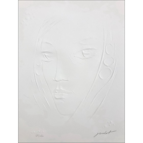 Roland Oudot - Originele voetafdruk "Portret van de vrouw" 40x30cm - 1988