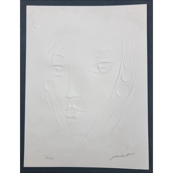 Roland Oudot - Originele voetafdruk "Portret van de vrouw" 40x30cm - 1988